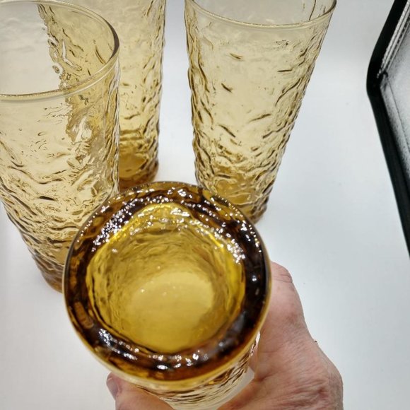 Anchor Hocking Milano Honey Gold Glasses - Mid Century Modern- Set of 4 vintage - Picture 3 of 4